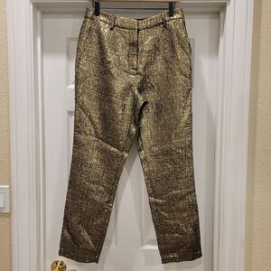 Michael Costello X Revolve Waverly Pants. Textured metallic gold and black, Med